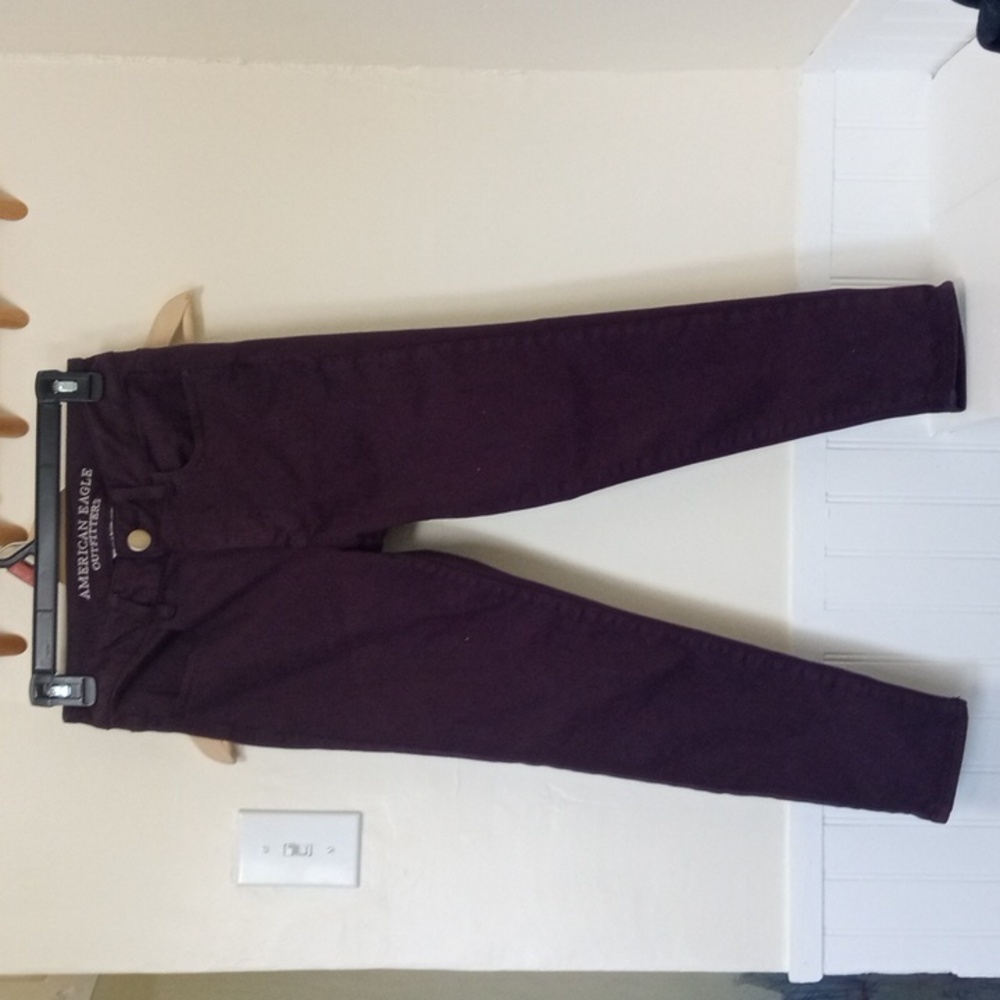 American Eagle Outfitters Super Stretch Plum/Burgundy Ankle Jeans